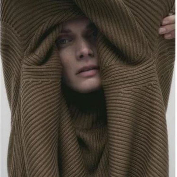 Zara taupe oversized ribbed sweater, NWOT, S - Picture 3 of 16